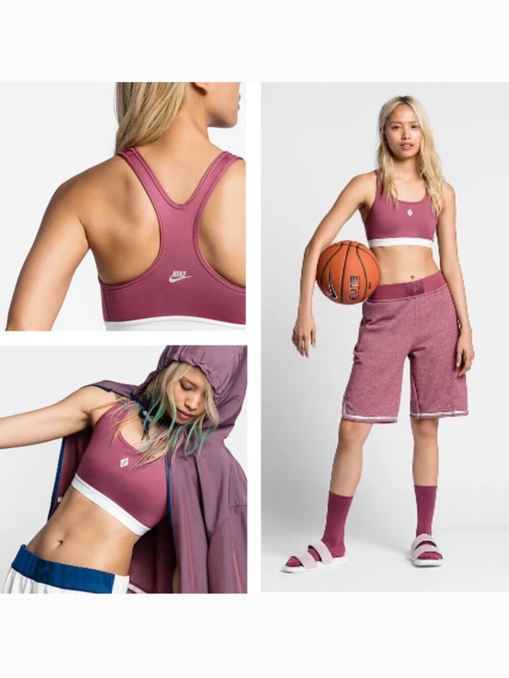 NikeLab x Pigalle Pro Classic Sports Bra Burgundy Pullover Womens M with Pads